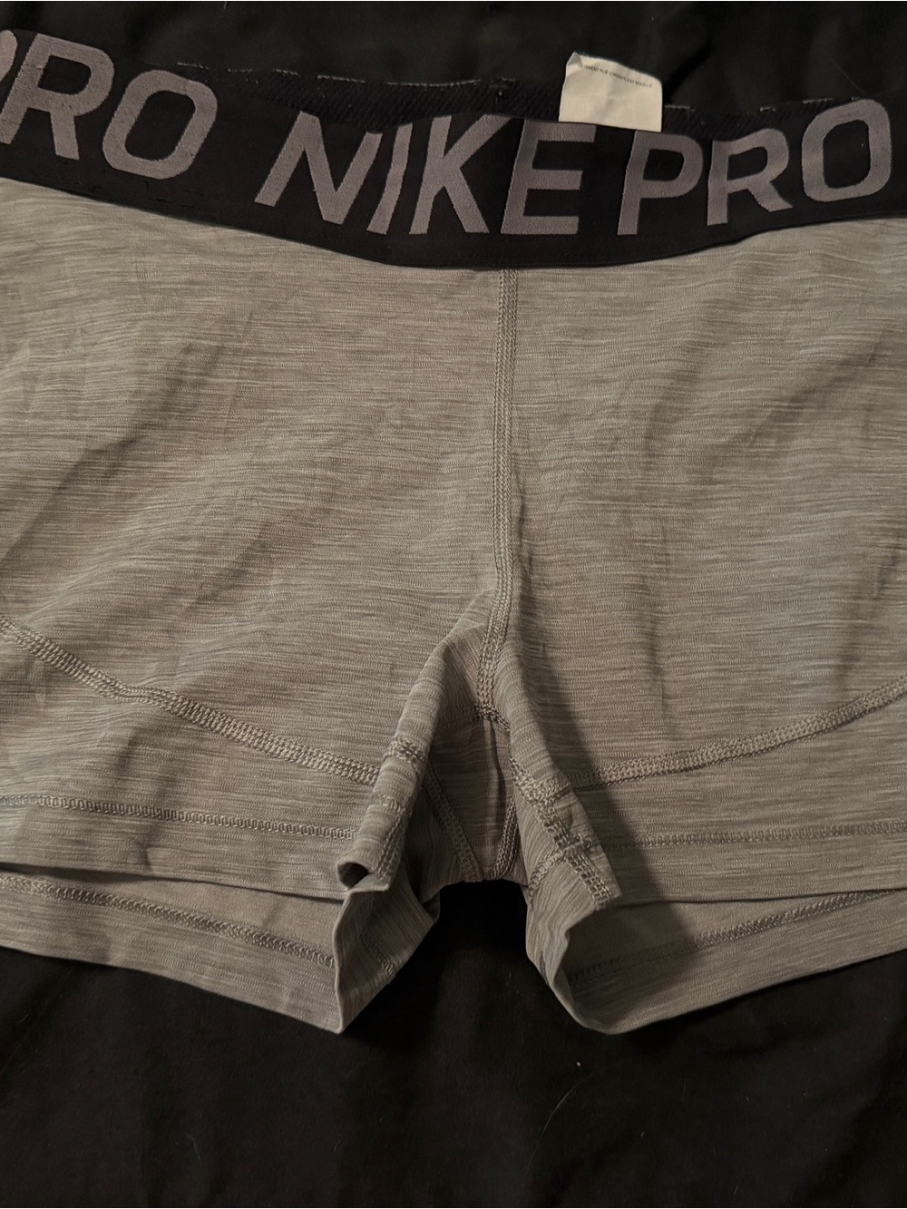 Nike Pro Women's Athletic Shorts — Light Gray with Black Waistband